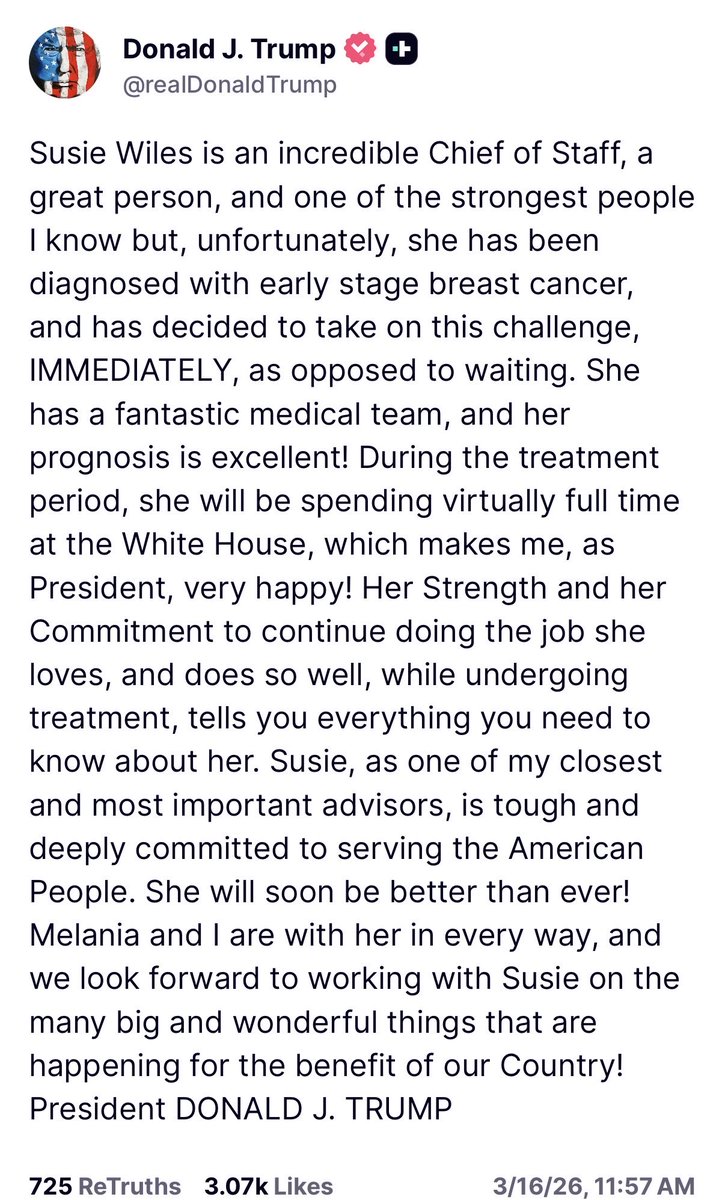 Wow, praying for Susie Wiles and her entire family. What a woman.