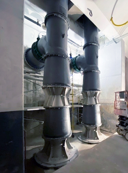 MorrisonPump's tweet photo. A pair of large two-stage Morrison Vertical Pumps in a dry-pit configuration with cast-in-place formed suction intakes. https://t.co/HXPhklUQpt