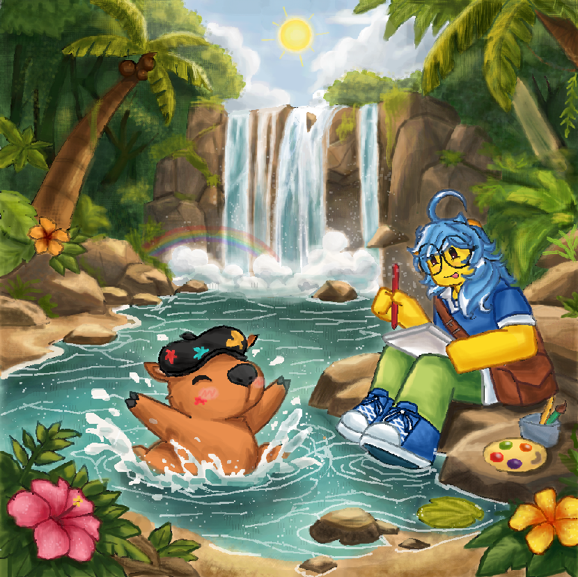 CapyFruits's tweet photo. 🎨 Tropical Art Contest RESULTS!! 🌸

🥇First place: Gamer_Yashna09
🥈Second place: @/BluSkyesss  
🥉Third place: @/GRAVEP0ND 

⭐ To join future art contests, join the discord!

👀 Everyone who participated will also be awarded a FREE BOOTH!

#doodledeals #robloxart #roblox https://t.co/QaOl68983v