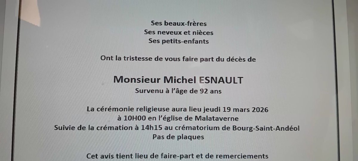 ⛪️ Grand moment de tristesse au radio - club F6KEZ anciens du 45 ème RT de Montélimar. Nous avons perdu hier notre ami et camarade Michel ESNAULT F5IOG. Tu nous manques, RIP. Église de Malataverne 26780.