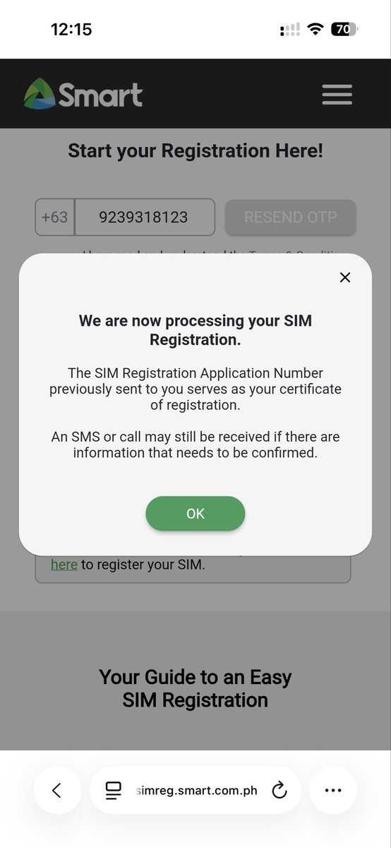 anjshhhhh_'s tweet photo. @SMARTCares hi I am trying to register my # and this is what I am notified (pls see pic) however there is no email nor text message sent to me for the Sim Registration Application Number https://t.co/R82rtbBHzU