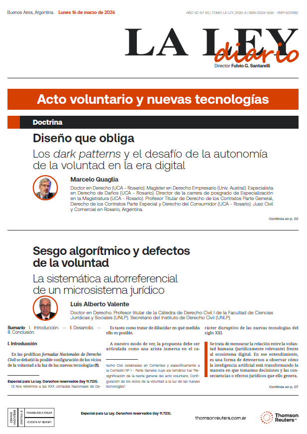 [𝗛 𝗢 𝗬 en el #DiarioLaLey ] ''Acto voluntario y nuevas tecnologías''                                                   

✍🏻Doctrina por Marcelo Quaglia y Luis Alberto Valente.