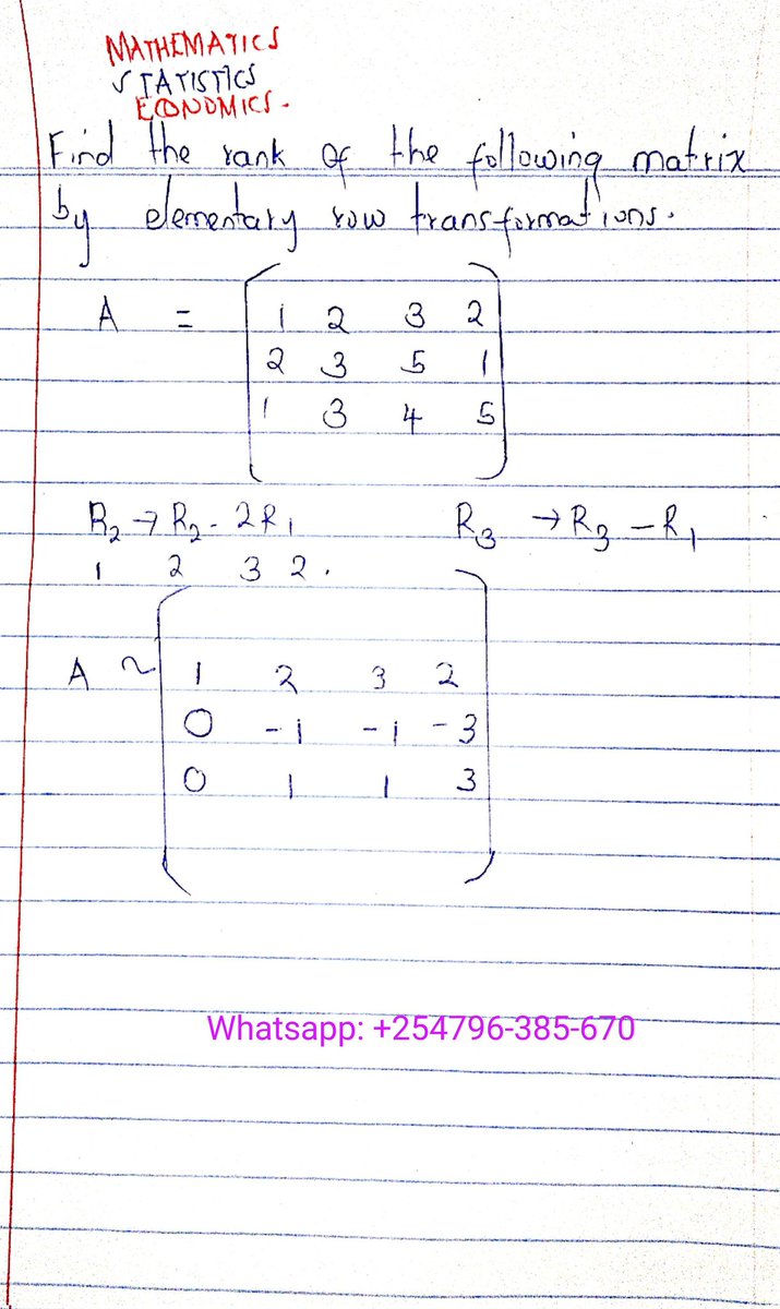 NicholusOmondi7's tweet photo. How to understand Gauss Jordan elimination method
Linear Algebra | Calculus | Vector Analysis | Probability & Statistics.
WhatsApp/Call: +254796-385-670
Email: tutornicholus62@gmail.com
#MathematicsHelp #OnlineTutoring #StatisticsHelp #CalculusHelp #TutorNicholus https://t.co/jfBXxvVI9a
