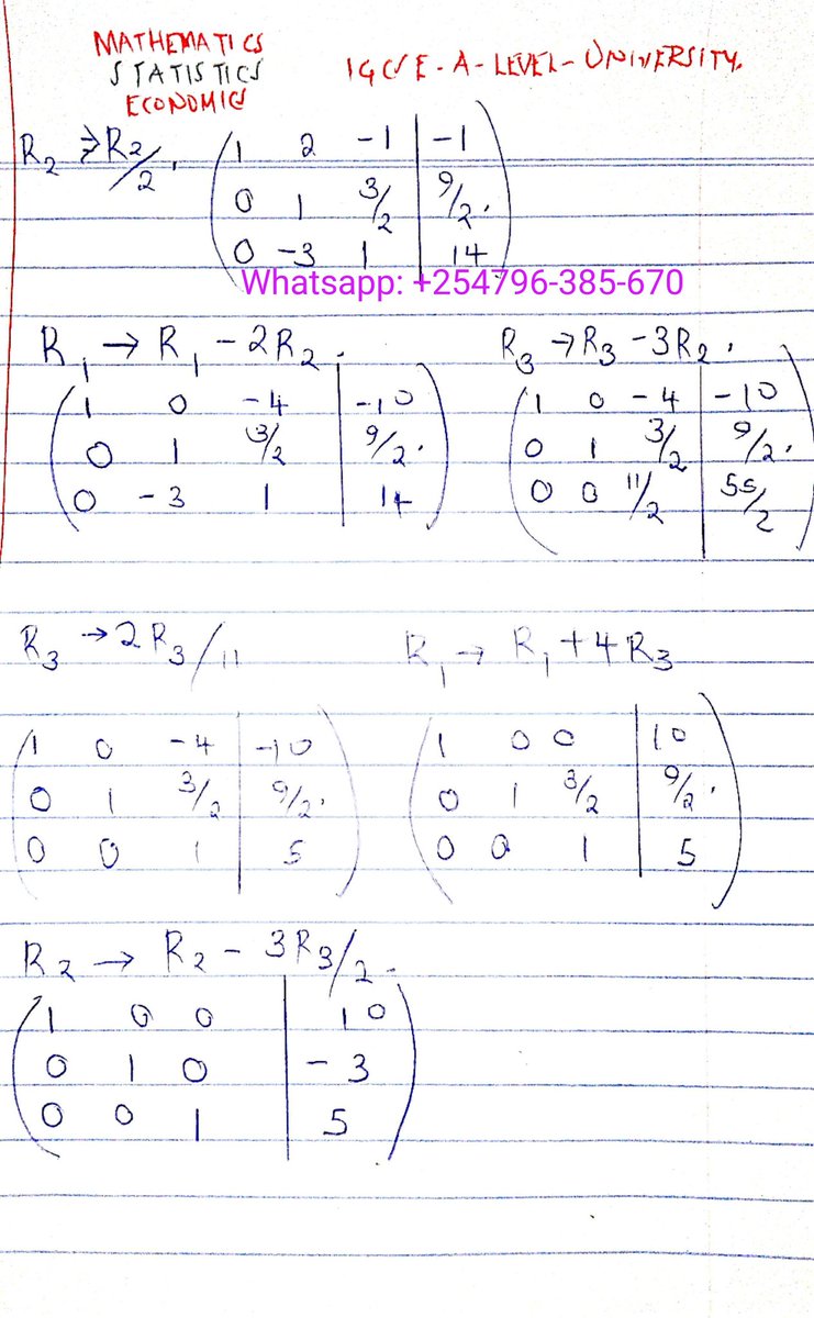 NicholusOmondi7's tweet photo. How to understand Gauss Jordan elimination method
Linear Algebra | Calculus | Vector Analysis | Probability & Statistics.
WhatsApp/Call: +254796-385-670
Email: tutornicholus62@gmail.com
#MathematicsHelp #OnlineTutoring #StatisticsHelp #CalculusHelp #TutorNicholus https://t.co/jfBXxvVI9a