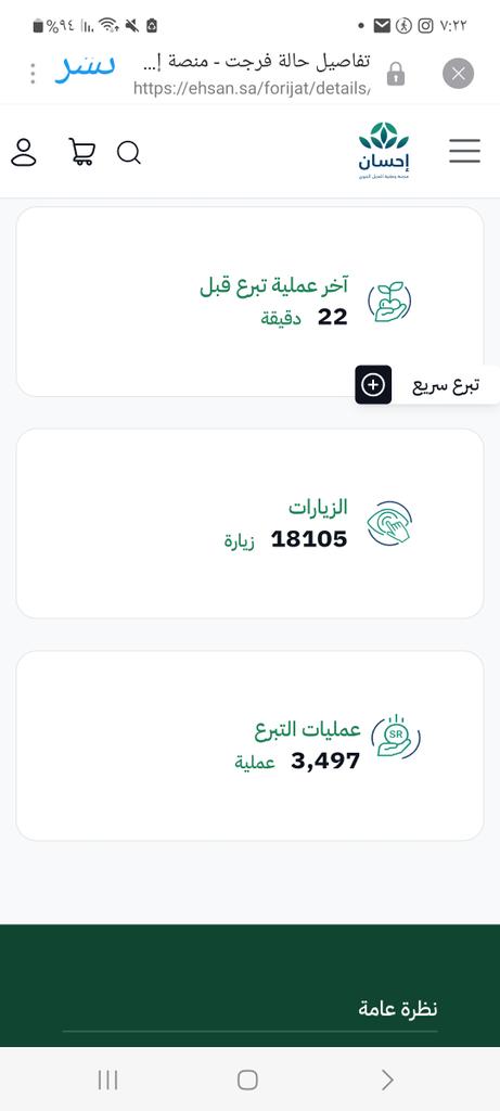 اللي دخلو الرابط 18 ألف شخص
عدد المتبرعين 3500 متبرع

لو تبرعت بنص ريال فقط دامك زرتها
