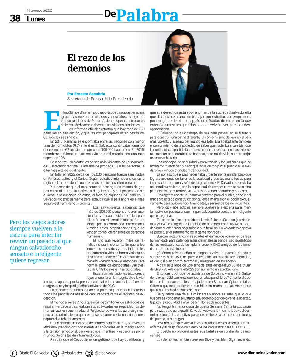 #OpiniónEnDiarioElSalvador | En su columna en <a href="/elsalvador/">Diario El Salvador</a>, el secretario de Prensa, <a href="/NetoSanabria/">Neto Sanabria</a>, expone cómo las oenegés callaron por décadas ante la magnitud de la violencia de las maras y pandillas en contra del pueblo salvadoreño; y ahora que tiene seguridad y paz, expresa,