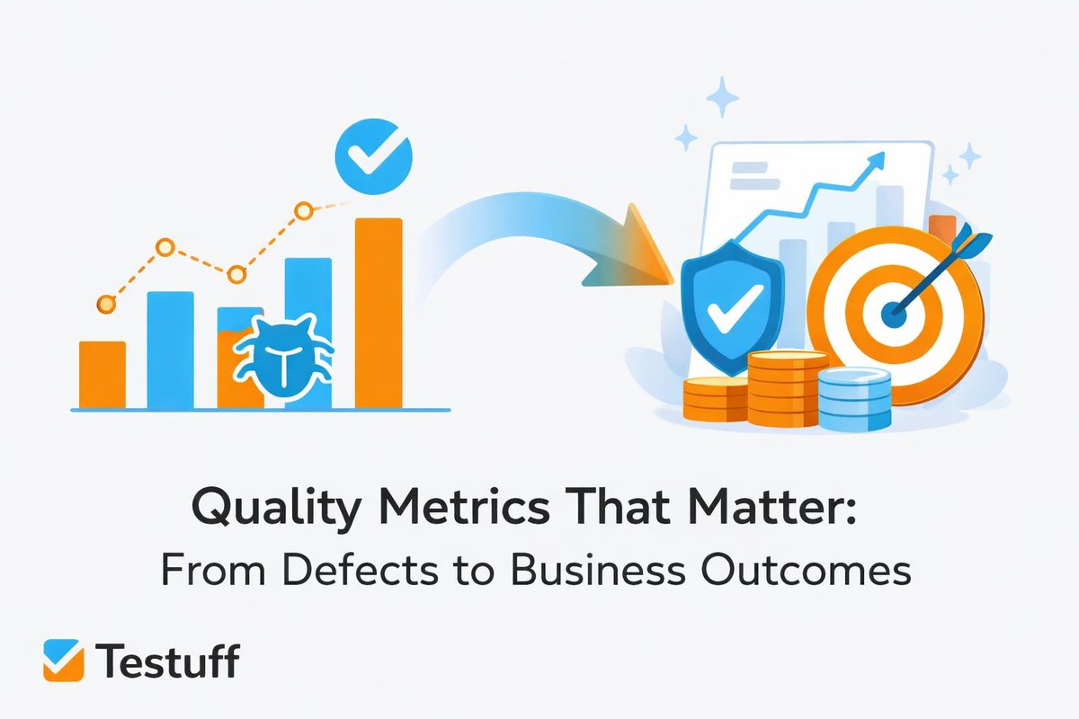 Testuff's tweet image. Why count bugs when you can measure value? 📈

Still stuck on "number of defects" as your main QA metric? 🧐 Our latest blog post dives into the quality metrics that actually drive business outcomes. 🚀

🔗 testuff.com/quality-metric…
#SoftwareTesting #TestManagement #Testuff