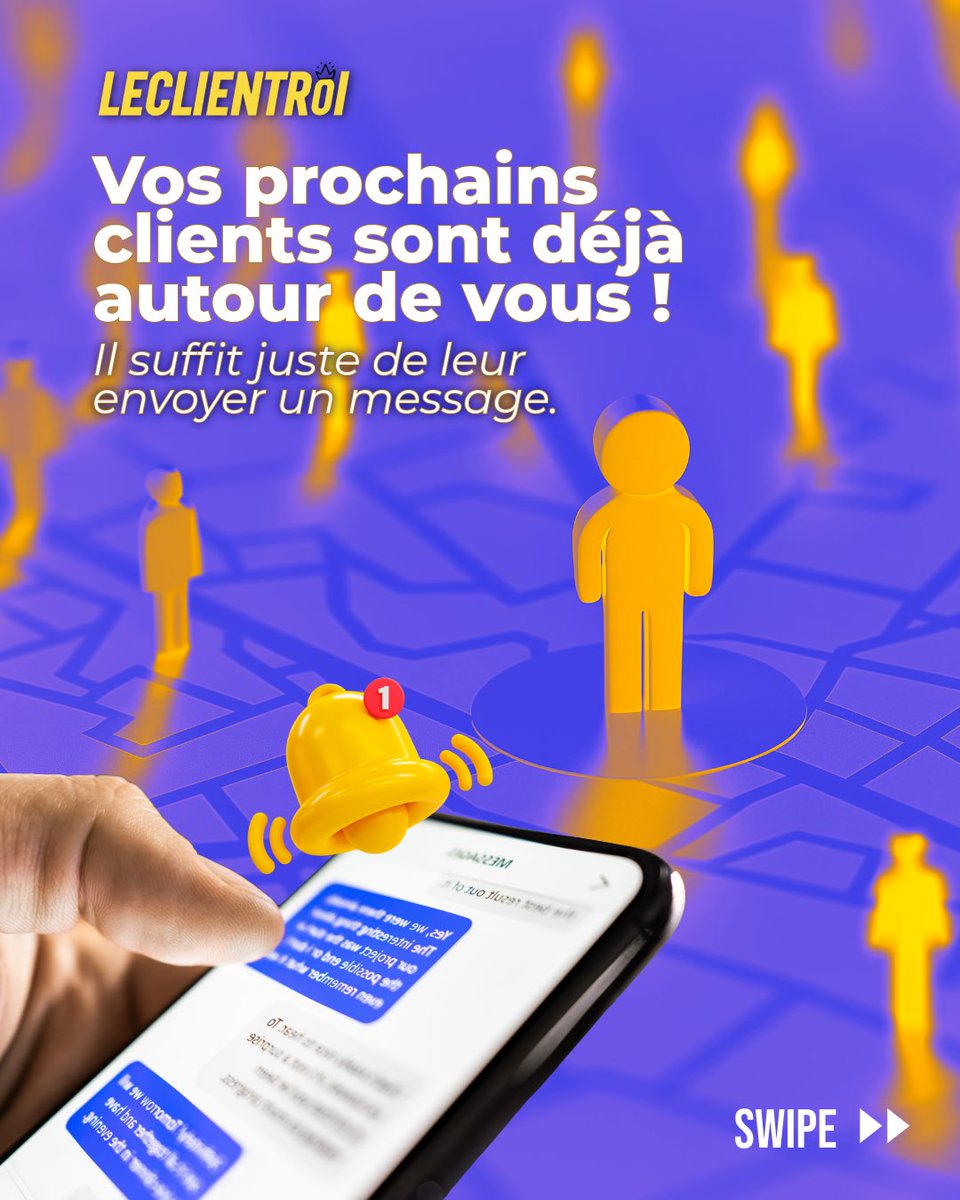 LeClientRoi_'s tweet photo. 🚀 Attirez plus de clients dans votre commerce !

Vos prochains clients sont déjà autour de vous…
Il suffit de leur envoyer la bonne offre au bon moment.

📍 Ciblage précis
📲 SMS &amp; E-mail
📈 Plus de visites, plus de conversions

👉 Swipez pour découvrir comment. https://t.co/rXT0itTLxf
