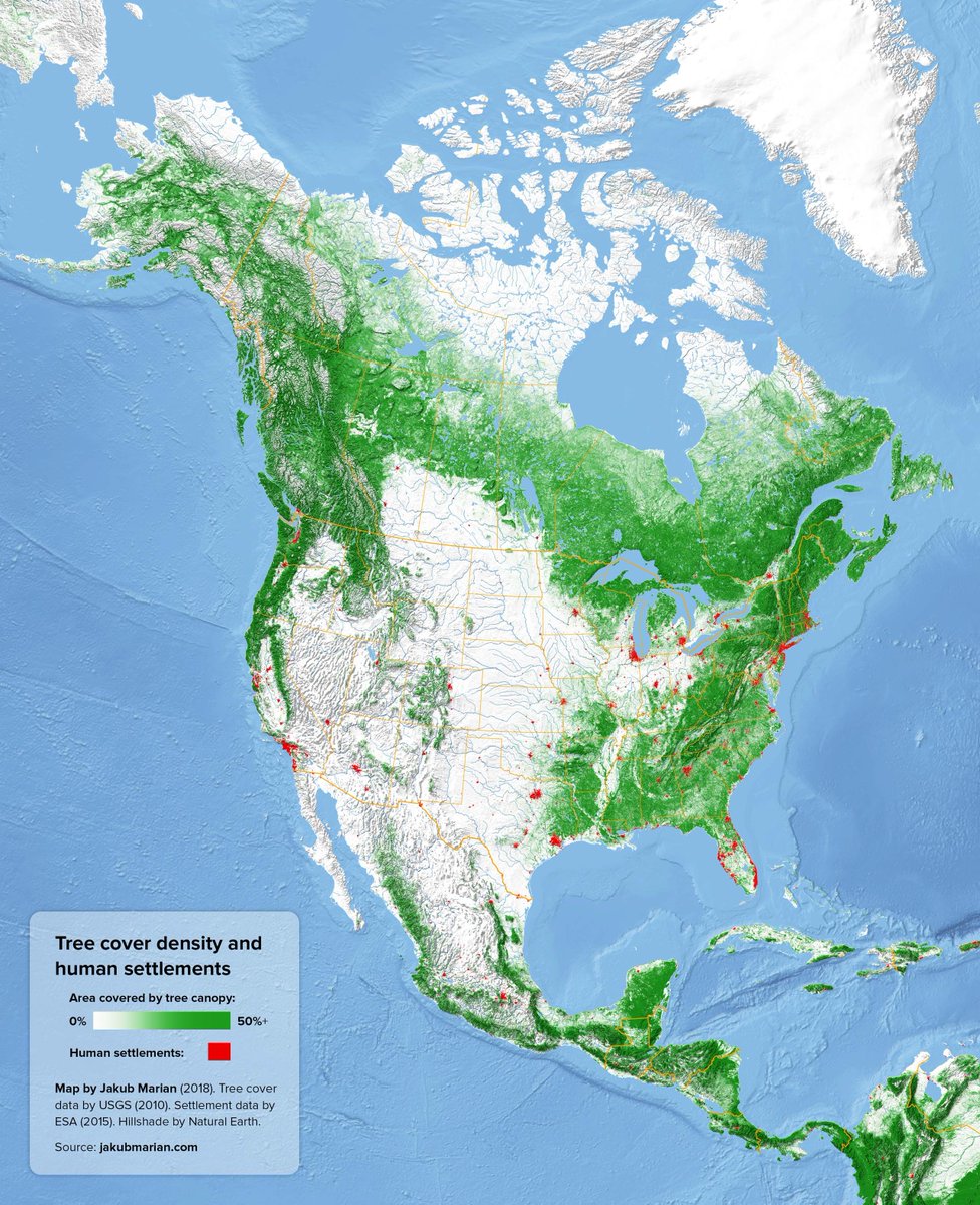 OMC_Landscape's tweet photo. Great map of tree cover density. Canada is outstanding. https://t.co/pZrB3cIeY2