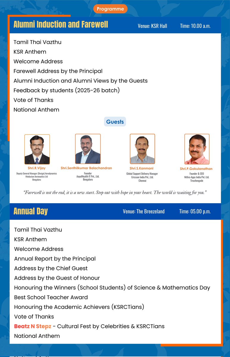 ksrct1994's tweet photo. The 32nd Annual Day, Alumni Induction & Farewell, and Beatz N Stepz Cultural Fest of K.S.Rangasamy College of Technology will be celebrated on March 18, 2026 with great enthusiasm.
#ksrct1994 #ksr #ksrei
#KSRCTAnnualDay
#AlumniInduction
#Farewell2026
#BeatzNStepz
#KSRCTEvents https://t.co/xJ4Tjg0Sl9
