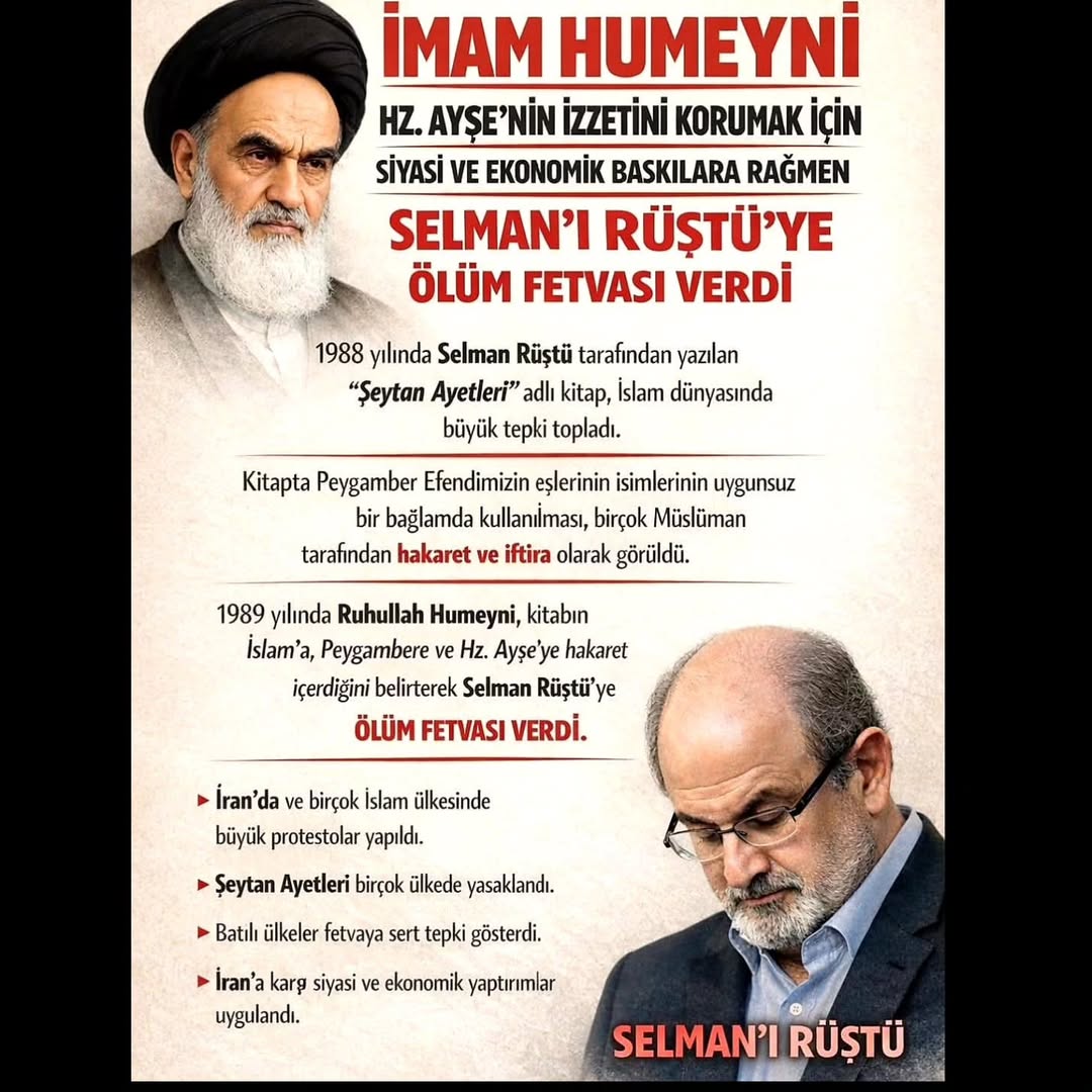 Bütün Sünni Dünyası Hz. Ayşe ye Yapılan Hakarete Susarken Fetvanın üzerinden 33 yıl geçtikten sonra, Rüşdi 2022'de ABD'de bıçaklı saldırıya uğradı ve Cehennemi Boyladı... 
#İran #humeyni #hzayşe #fetva #sondakika