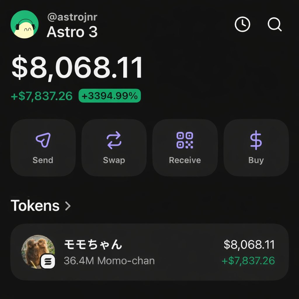 $MOMOCHAN ~ made me $8,000+
Spotted at ~ $90K MC → Ran to $370K MC (3.4×) 🚀

I bought ~ $2,400 worth of $MOMOCHAN. Now it’s sitting at $8,000+.
3.4x in one run just in 1 minutes.

This is the kind of alpha I share with my community. My win rate is very high (95%).
 
Want more