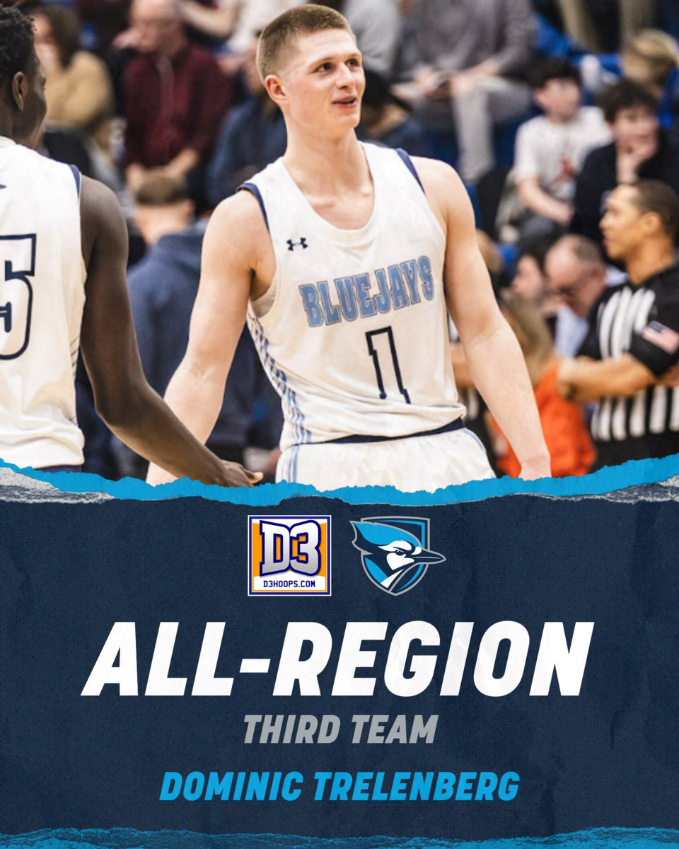 ALL-REGION!

Congratulations to Dominic Trelenberg for being named to the <a href="/d3hoops/">D3hoops/Patrick Coleman</a> All-Region Third Team!

#TheBluejayWay