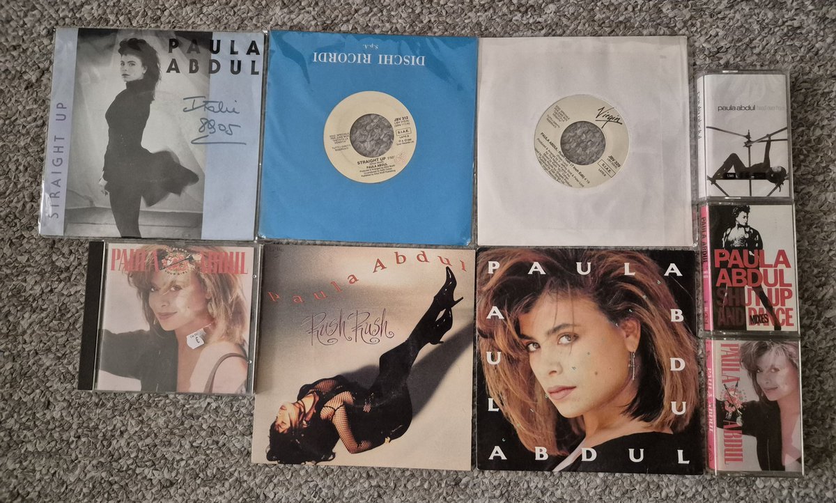 DJHardnoize's tweet image. Found some more items for in my @PaulaAbdul collection #Paulaabdul #straightup #rushrush #foreveryourgirl #shutupanddance #headoverheels #vinyl #tapes #cd #collection