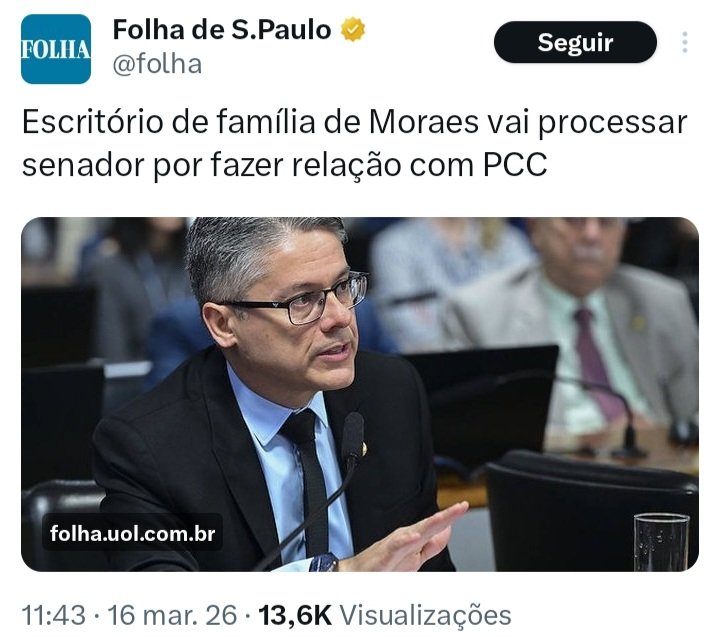 Agora prove sua acusação, senador Alessandro Vieira. É pra mostrar as provas, viu ? Nada de se basear só por convicções como nos tempos da Lava Jato.