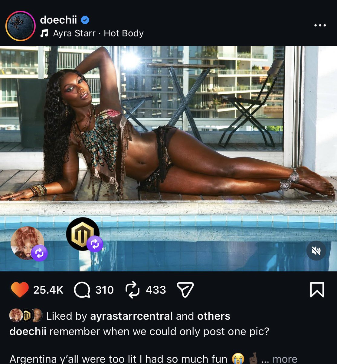 Doechii using “Hot Body” in her latest Instagram post😍👀💜