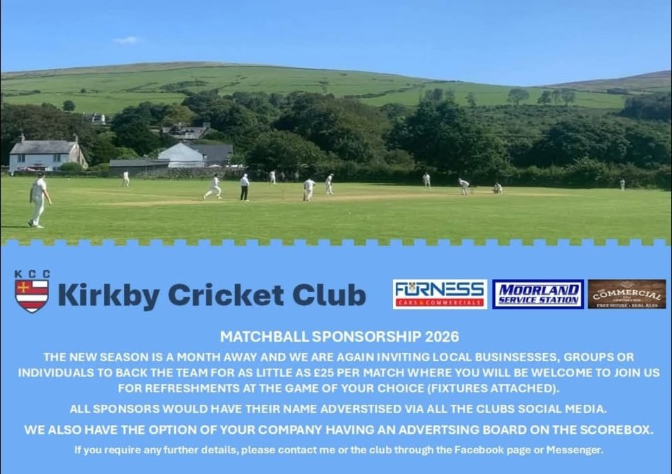 KirkbyC's tweet photo. Any support with sponsoring matchballs/advertising boards for the upcoming season would be much appreciated! #KCC @wc_league @CumbriaCricket @kirkbyinfurness https://t.co/As8ZhqqSj4