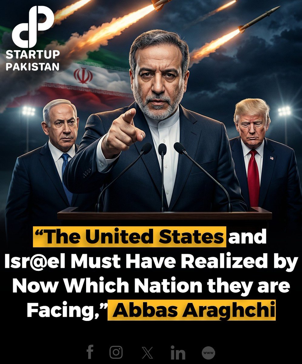 PakStartup's tweet image. “The United States and Isr@el must have realized by now which nation they are facing,”Abbas Araghchi

Disclaimer:  This image is AI Generated and just for Reference 

#US #nation #iran #israel