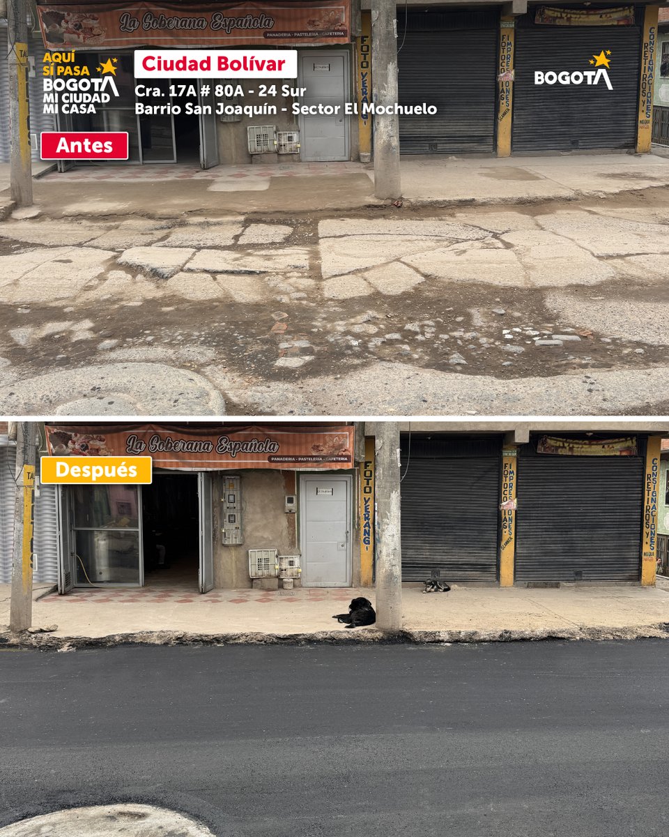 UMVbogota's tweet photo. Así se transforma una vía: con trabajo, articulación y compromiso con la gente. 👏🏼

En El Mochuelo, en @ALCBolivar, hicimos realidad una intervención que ya beneficia a más de 5.000 personas del sector.

En #LaEntidadDeLosBarrios recuperamos esta vía en tiempo récord. 💛 https://t.co/uKxTpVrX66