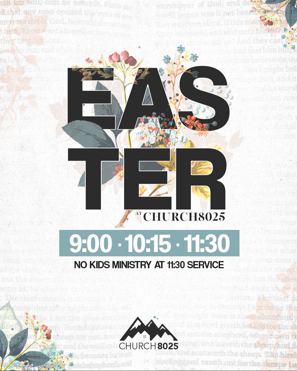 Church8025's tweet photo. The cross was not the end. The tomb was not the finish.

Join us as we remember the sacrifice and celebrate the resurrection.

Good Friday Service
Friday, April 3 • 6:30 PM

Easter Sunday Services
9:00 AM • 10:15 AM • 11:30 AM
.
.
.
#GoodFriday #Easter #Thornton https://t.co/LNCoZGIKic