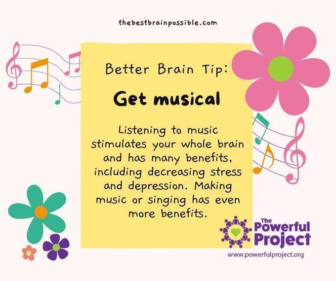 dlhampton's tweet image. How Listening To Music Benefits Your Brain buff.ly/9Fs8yKu

Listening to music is one of the few activities that stimulates your whole brain and has many benefits including decreasing stress and depression. 

#music #singing #brain #stress #depression #brainhealth