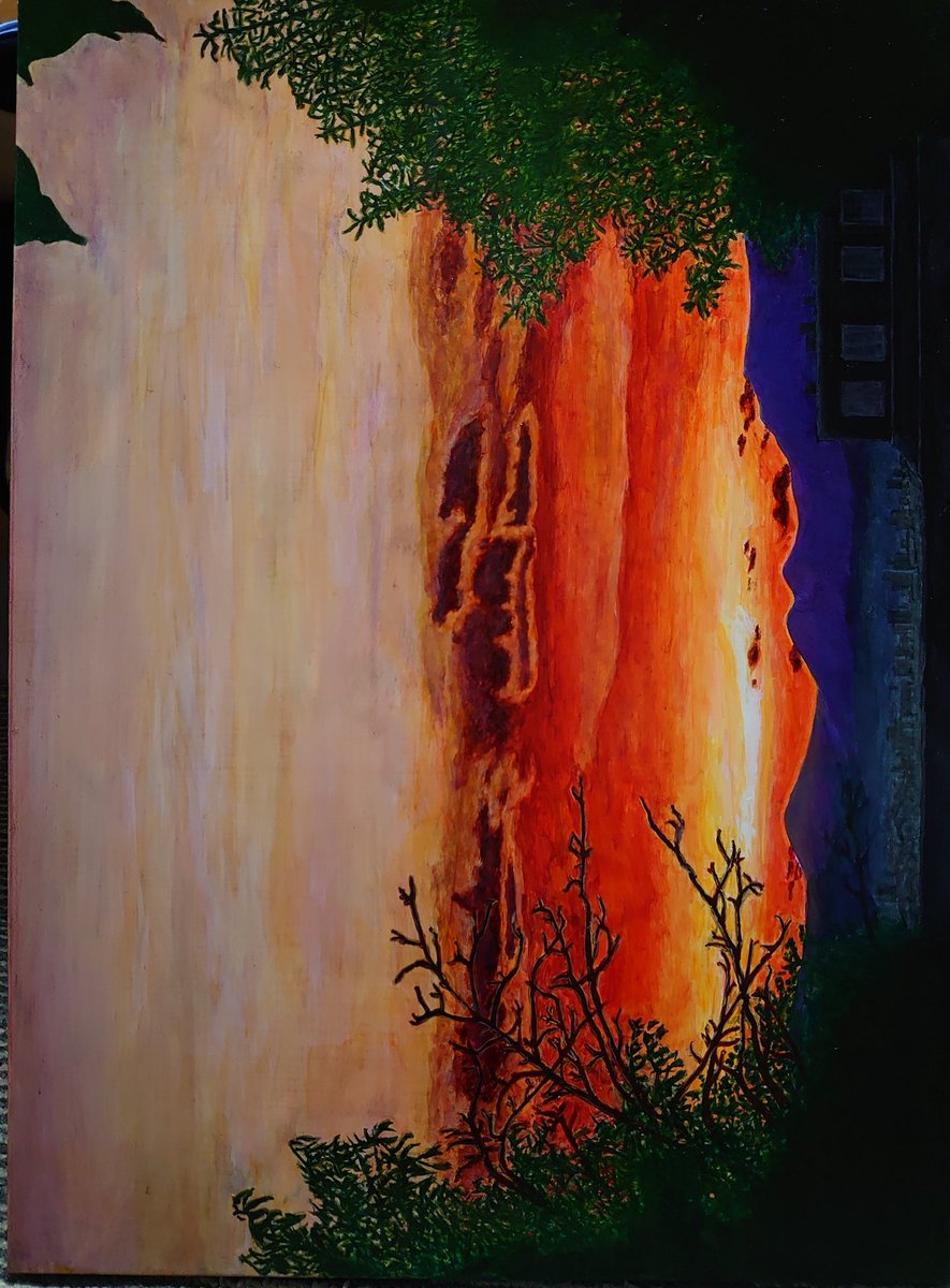 231ofutami's tweet image. "The evening scenery"  Oil painting  F8  #Sunset sky  #Fiery sunset  #The sun goes down