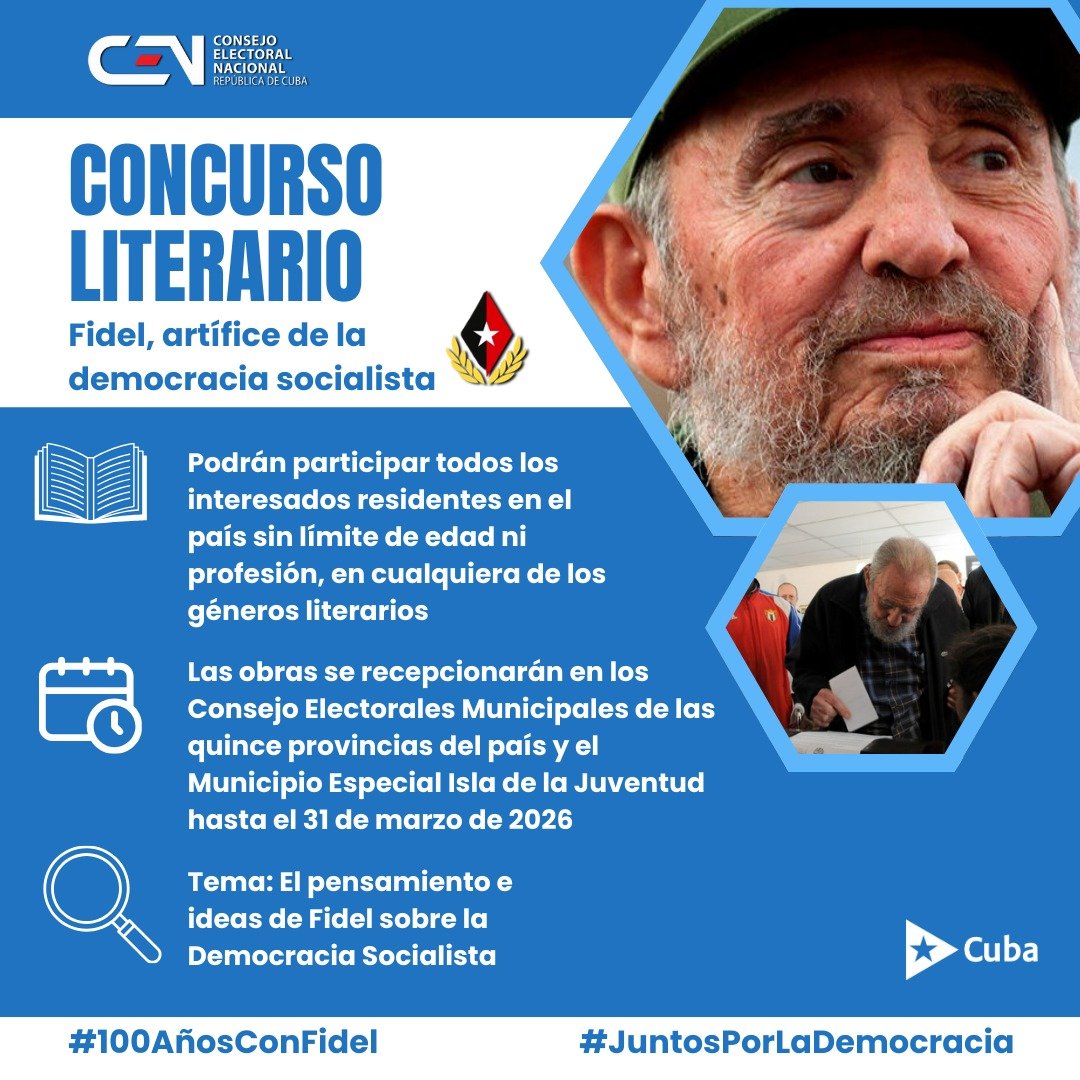 #CENCuba🇨🇺/ Participa!! Entrega tu trabajo en el Consejo Electoral de tu municipio o en el provincial. Aún estás a tiempo 👇👇
#100AñosConFidel