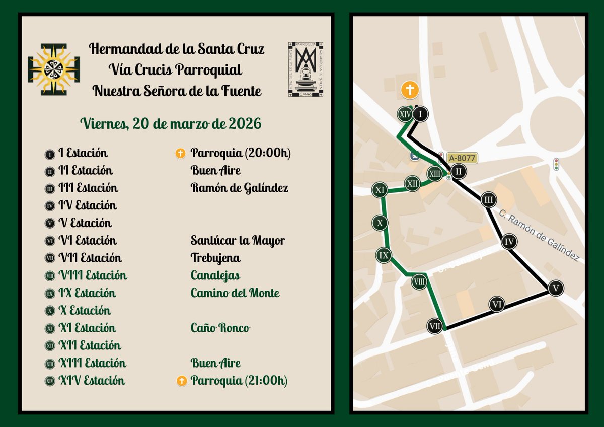 🟢⚫ 𝐑𝐄𝐂𝐎𝐑𝐑𝐈𝐃𝐎 𝐃𝐄𝐋 𝐕Í𝐀 𝐂𝐑𝐔𝐂𝐈𝐒 𝐏𝐀𝐑𝐑𝐎𝐐𝐔𝐈𝐀𝐋 𝟐𝟎𝟐𝟔

📍Itinerario para la celebración del 𝒱í𝒶 𝒞𝓇𝓊𝒸𝒾𝓈 presidido por 𝕵𝖊𝖘ú𝖘 𝖉𝖊 𝖑𝖆 𝕮𝖆𝖗𝖎𝖉𝖆𝖉 en este año 2026.

#VCCaridad26 #TDSCofrade #VerdeyNegro 

🔗 hdadsantacruzcamas.com/2026/03/itiner…