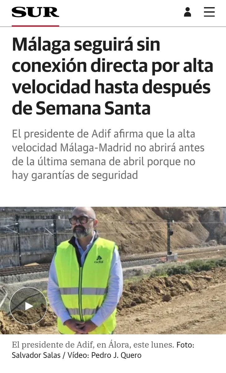 <a href="/pepepalaciostv/">Pepe Palacios</a> <a href="/PLAN_Andalucia/">PLAN</a> <a href="/7TVMalaga/">7 TV Málaga</a> Ya lo adelantamos y era de las peores noticias que nuestra economía malagueña podría recibir. Pero es que teniendo al volante a <a href="/Adif_es/">Adif</a> y el ministro Oscar Puentes (me tiene bloqueado)...que podía salir bien.