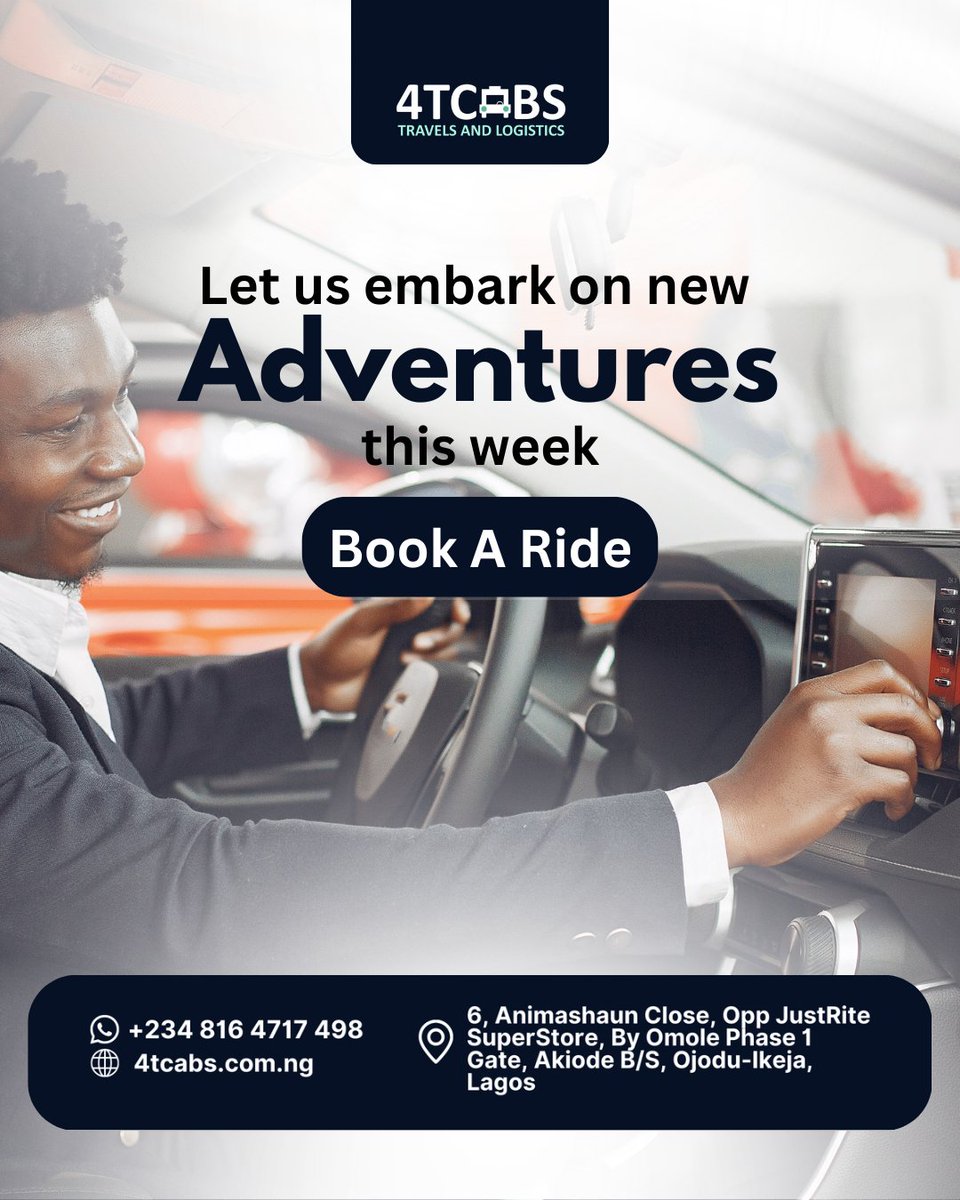 4tcabs's tweet image. New week, smooth rides ahead 📷 Let’s get you there safely and on time.

TO BOOK RIDES
Call/whatsapp: 08074697918, 08164717498
#NewWeekVibes #4TCabs #RideWithEase #SafeTravel #DailyCommute