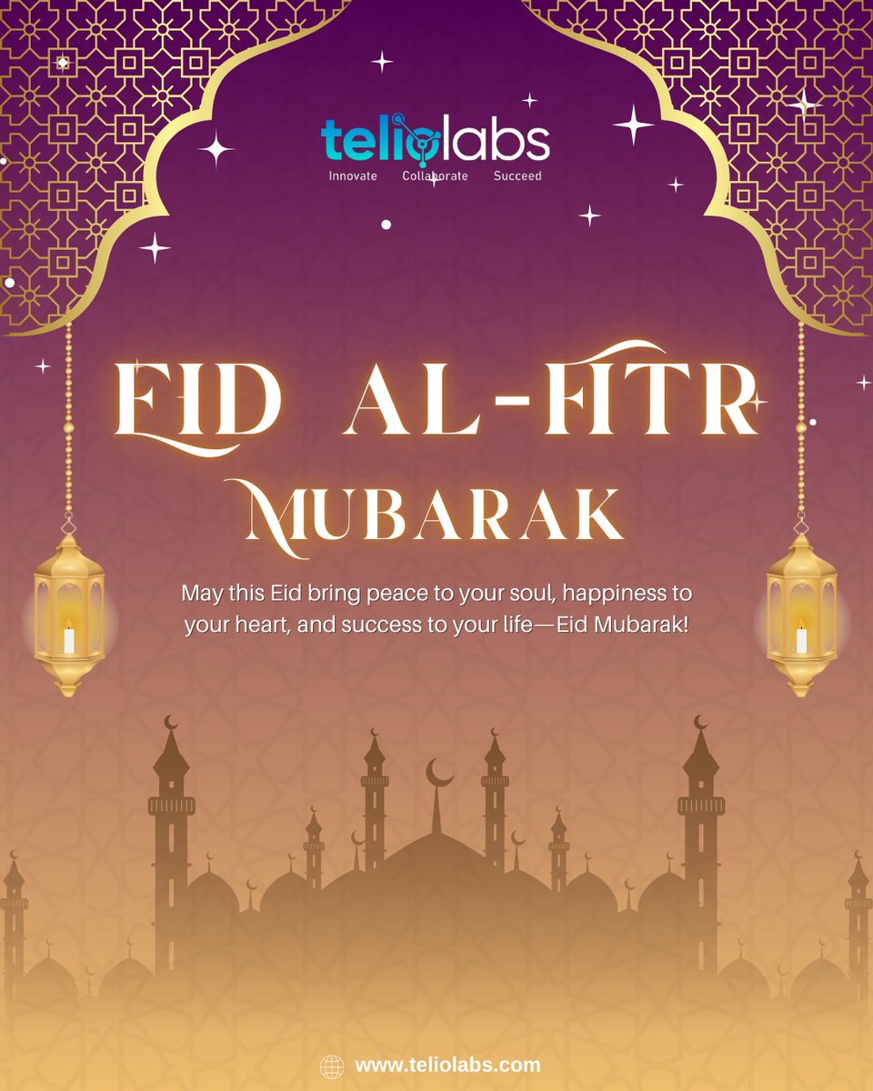 teliolabs's tweet photo. Eid Mubarak from Teliolabs!
May this joyful festival bring peace, happiness, and prosperity to you and your loved ones.  Wishing everyone a wonderful Eid celebration full of warmth, togetherness, and blessings. 
#EidMubarak #Teliolabs #FestiveWishes #Joy #Celebration https://t.co/xbXR34IW9J