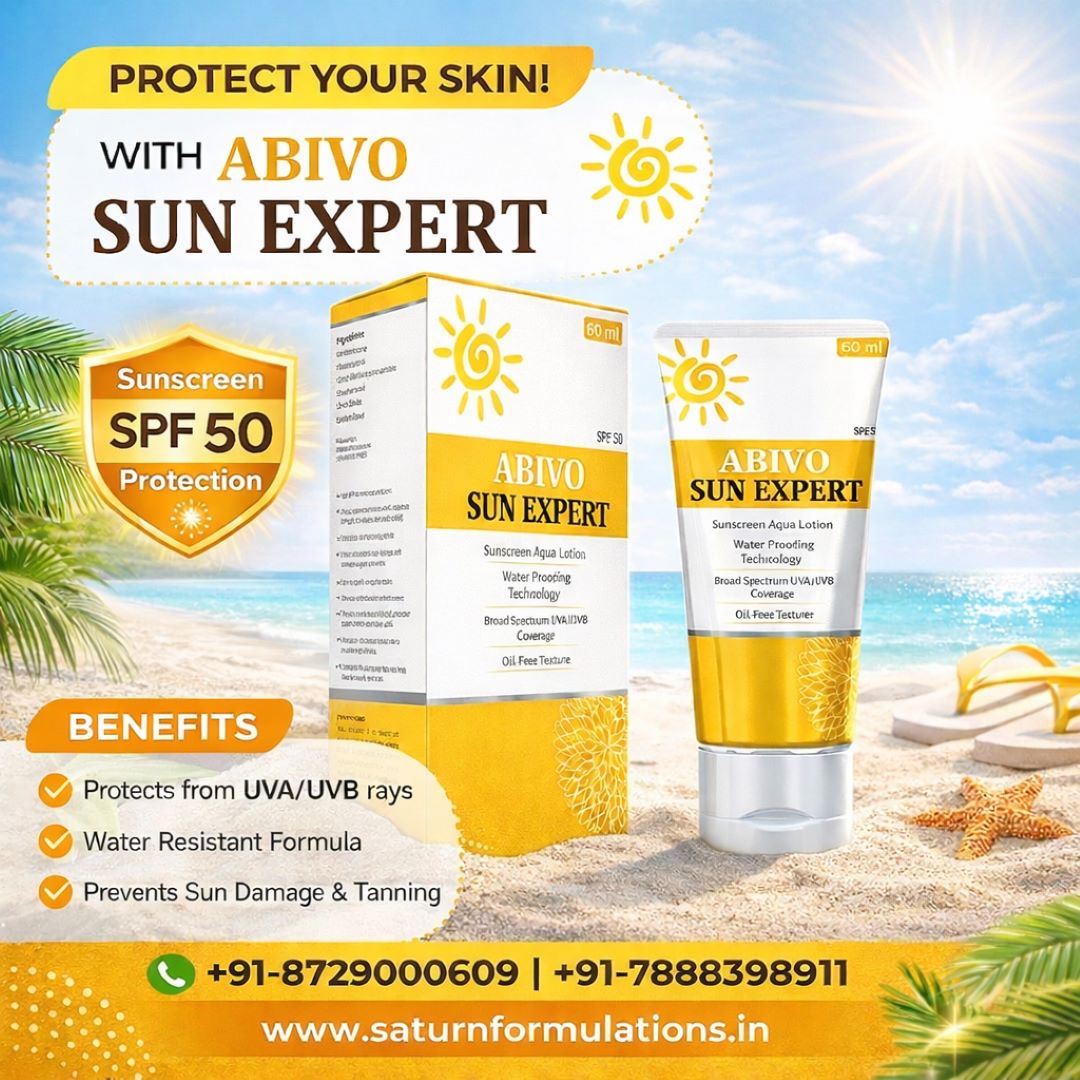 SaturnFormulat2's tweet image. Stay Protected Under the Sun with #SUNEXPERTSunscreen from #AbivoDerma a division of #Saturnformulations! 
✔Protects skin from harmful UVA &amp;amp; UVB rays
✔Helps prevent tanning &amp;amp; sun damage
Available in #DermaPCDFranchise &amp;amp; #ThirdPartyManufacturing!

🌐 saturnformulations.in/sun-expert-sun…