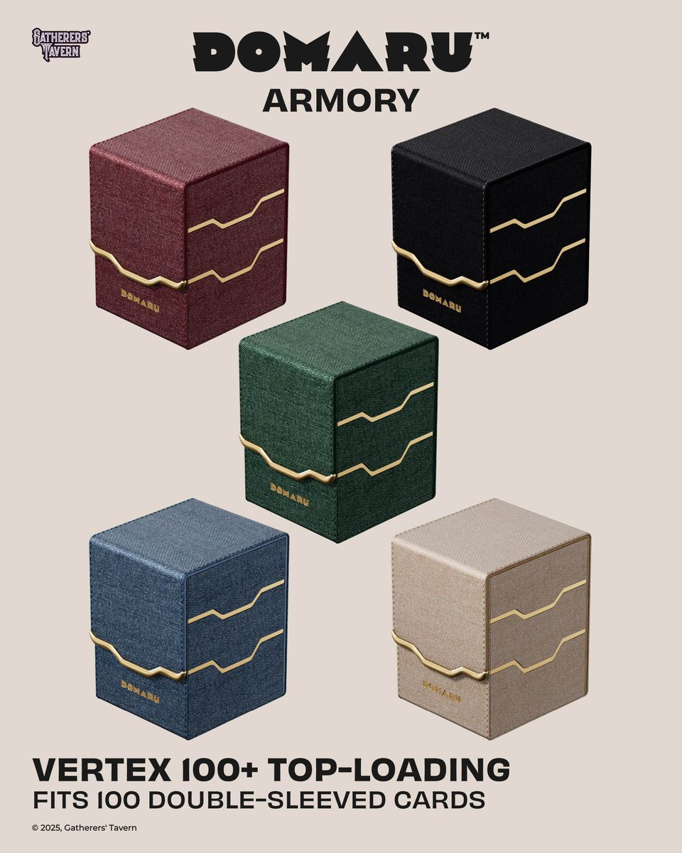 GatherersTavern's tweet photo. WHERE YOUR CARDS FIND THEIR STRONGHOLD.
DOMARU Armory Vertex 100+.
Form meets fortitude.
#domaru #domarubox #gathererstavern https://t.co/M6BFbDDLBU