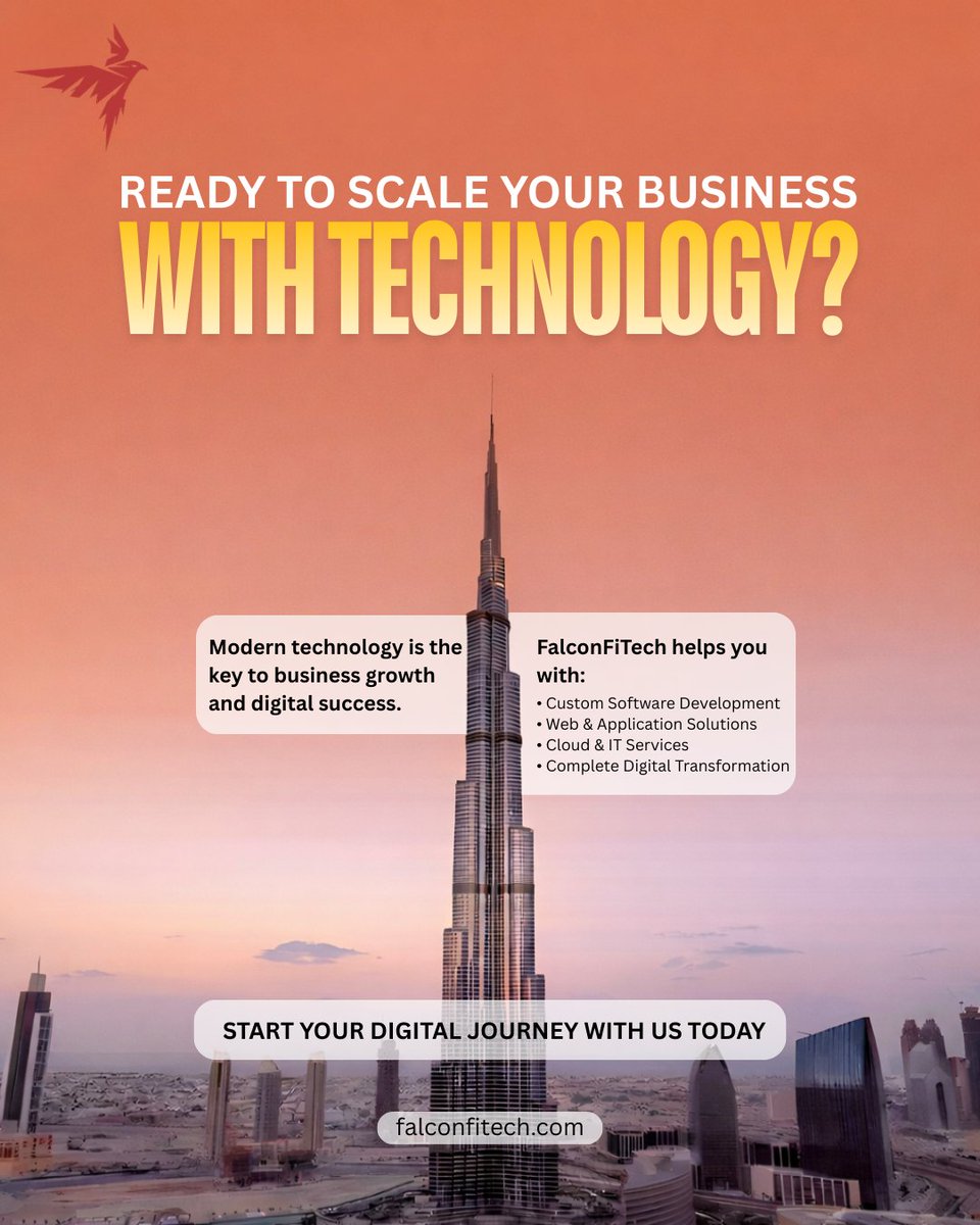 FalconFi_Tech's tweet photo. 🚀 Scale your business with technology!

FalconFi Tech provides:
 ✔️ Custom Software
 ✔️ Web &amp; App Development
 ✔️ Cloud &amp; IT Services
 ✔️ Digital Transformation
🌐 https://t.co/vqNUSTB1mX
 📧 info@falconfitech.com
 📞 +971 529265859
#FalconFiTech #TechSolutions https://t.co/Ek7VgrTGaI