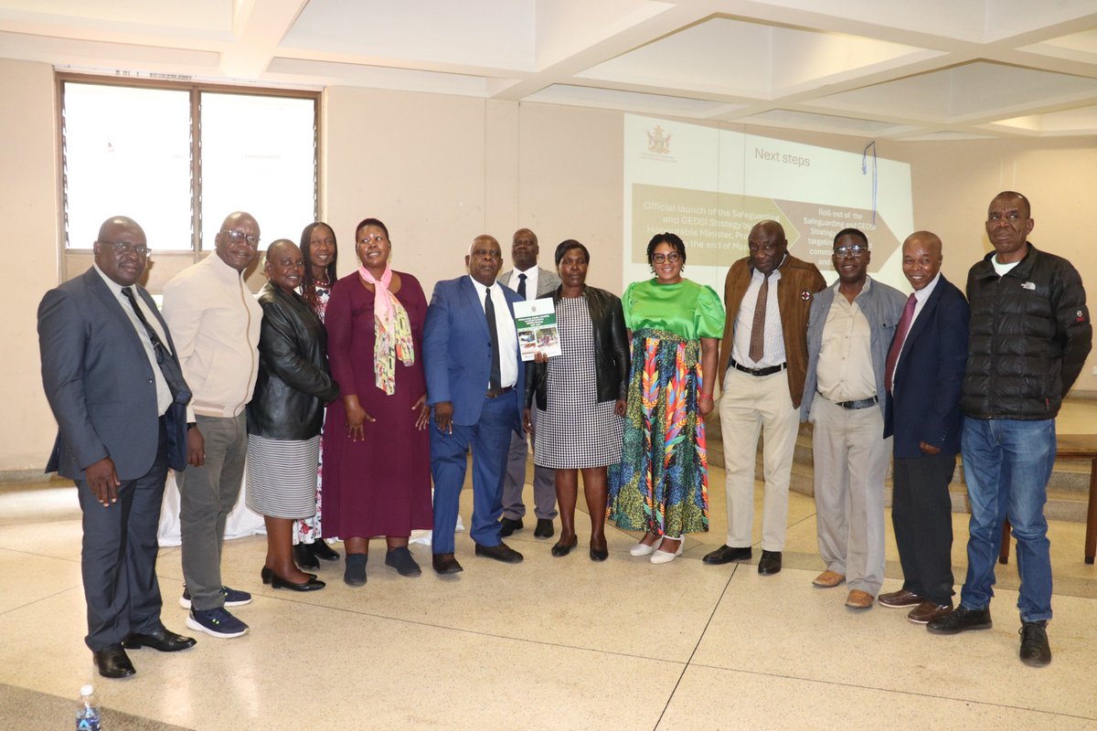 MoPSEZim's tweet photo. Today, Chief Director, Provincial Education Services (Matabeleland North); Mr. J A Mpofu  &amp; Director I. Zinzombe handed over Safeguarding and Gender Equity, Disability &amp; Social Inclusion (GEDSI) Strategy documents to all District Schools Inspectors for implementation in Mat North https://t.co/XZ34Tn1YEm