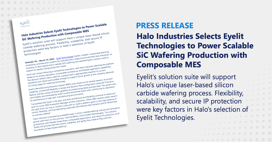 EyelitTech's tweet photo. Halo Industries has selected Eyelit Technologies’ composable #MES platform to support the scaling of its laser-based silicon carbide wafering production, enabling flexible workflows and strong IP protection for advanced #manufacturing.

Read more: https://t.co/zA9LIoH4yA https://t.co/NYs057x8JC