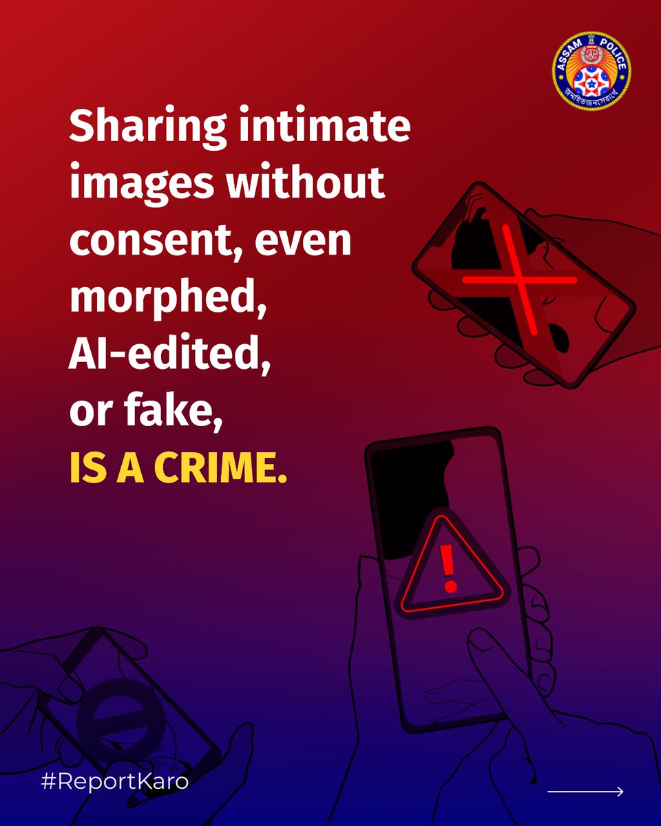 assampolice's tweet photo. Someone threatening to leak your private photos or videos?

Don't panic. Don't negotiate.

Go to https://t.co/kx2vF3foPY and stop the spread before it starts.

#ReportKaro https://t.co/rAOCUeRPvr