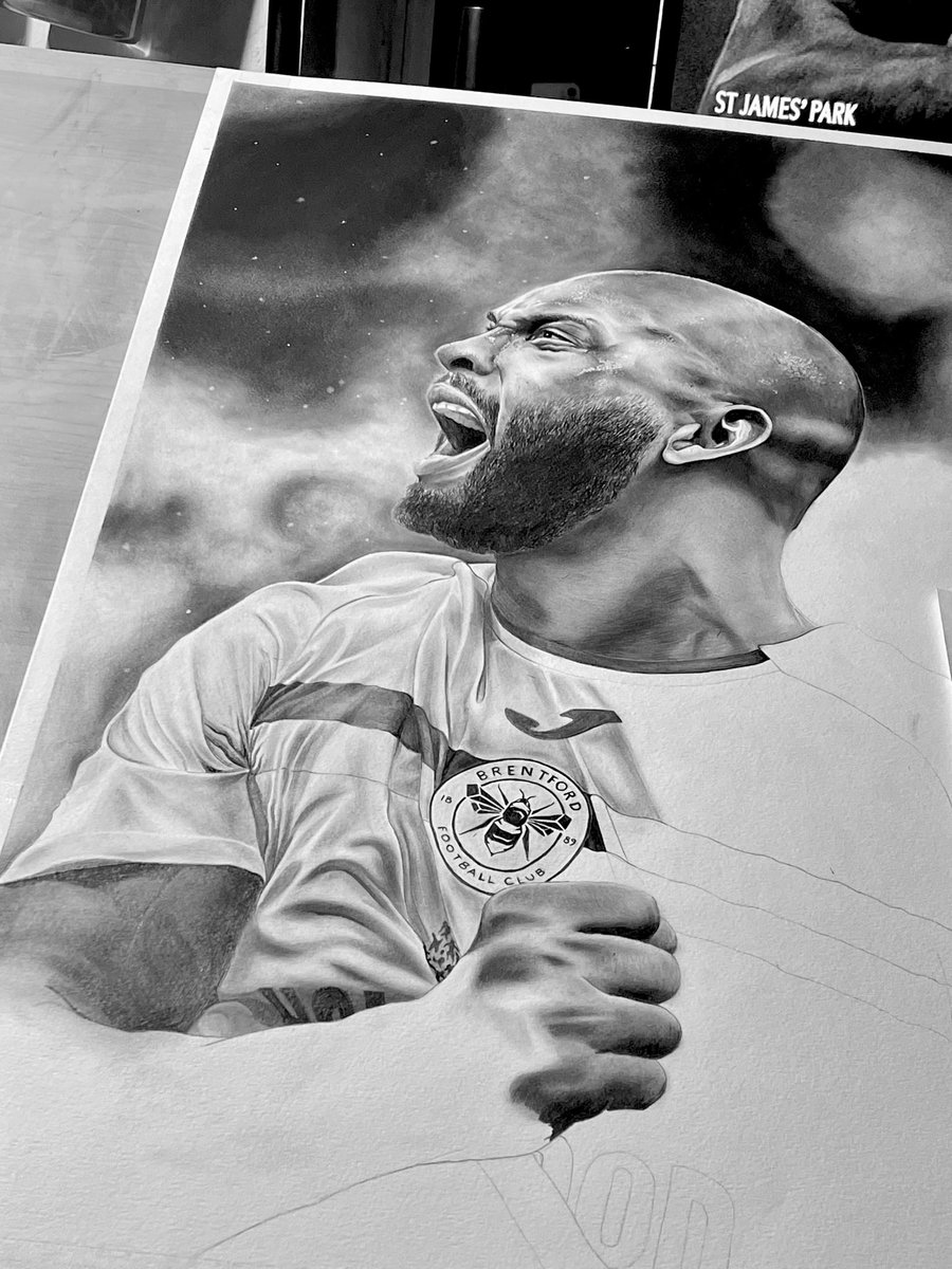 ajsullivan_art's tweet image. Progress shots of my latest drawing of our number 9 ✍🏻

#Brentford #Thiago #IgorThiago #PL