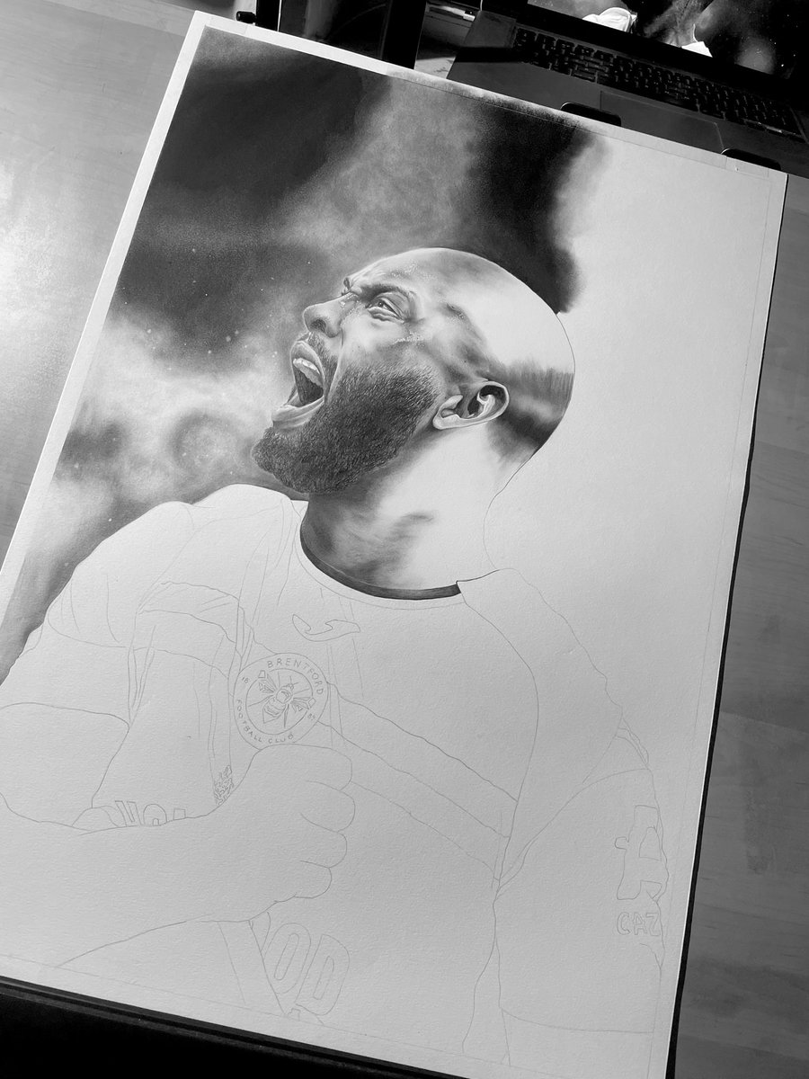 ajsullivan_art's tweet image. Progress shots of my latest drawing of our number 9 ✍🏻

#Brentford #Thiago #IgorThiago #PL