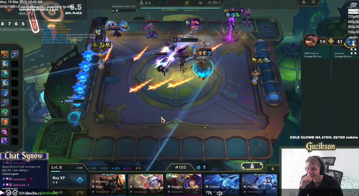 ultracwel's tweet photo. @TFT @CompeteTFT @RiotSupport @Mortdog @NawrockiKn @donaldtusk Streamer Guzikson1 - https://t.co/RLo01n1l0h wintrades on stream in grandmaster lobby selling his board in crucial fight to fix placements pls react @Guzikson_TFT https://t.co/6UKMvIofFc