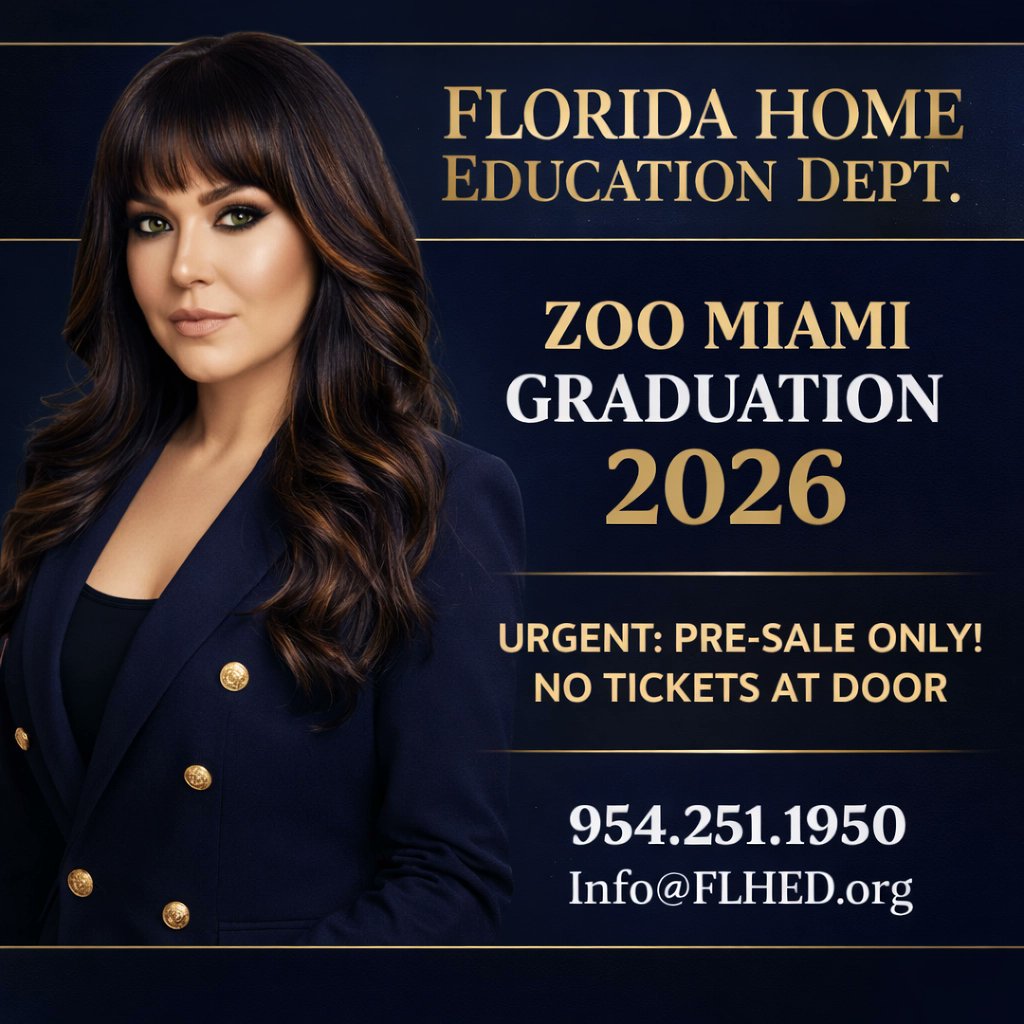 URGENT: ZOO MIAMI GRADUATION TICKETS! 🦁🎓 PRE-SALE ONLY: no tickets at door! Space is limited. Join us! 31 years exp.

Grace Coca, CEO of FLHED - Florida Home Education Department
954.251.1950
Florida-Home-Education.sintra.site
floridahomeschoolhelp.com