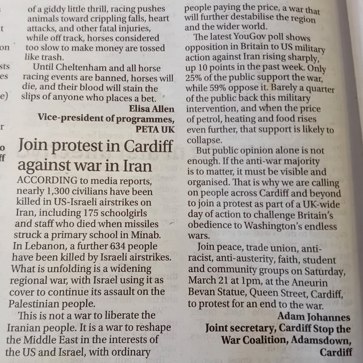 Cardiff Stop the War tweet media