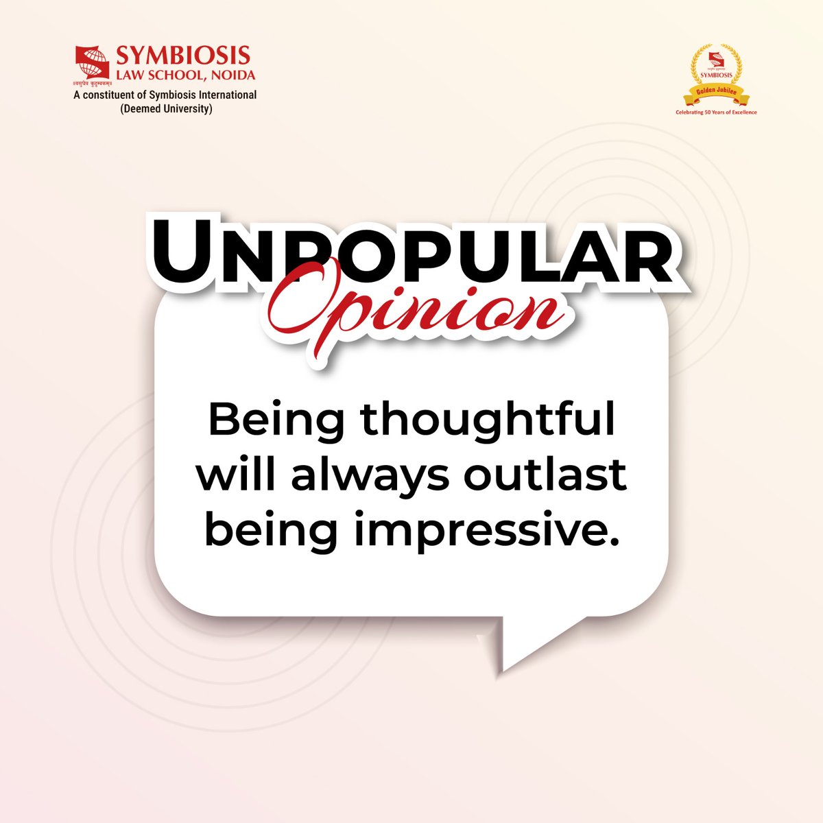 LawNoida's tweet image. Unpopular opinion: Being thoughtful will always outlast being impressive.
.
.
.
#unpopularopinion #thoughtfulness #slsnoida