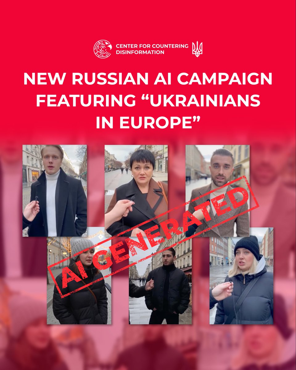 ⚡️The Center has detected a new wave of TikTok videos generated with artificial intelligence, designed to mimic street interview formats.

▫️In these videos, “Ukrainians” who allegedly moved to Europe after the start of the full-scale war answer questions about the conflict.