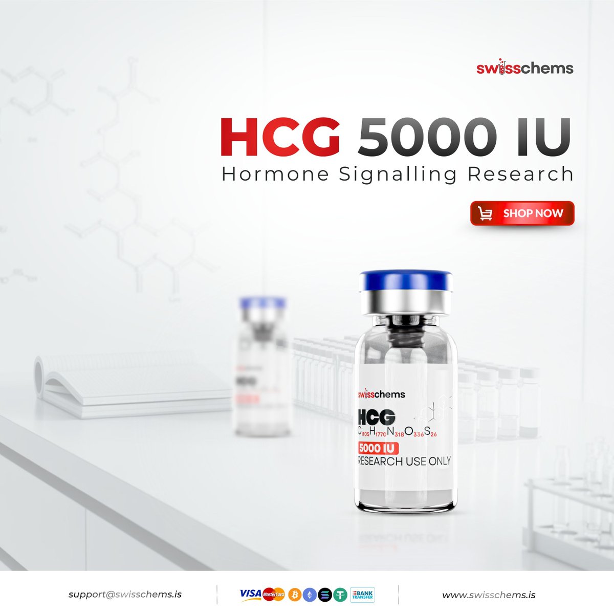 🧪 HCG (5000 IU)

A glycoprotein hormone investigated in endocrine signalling research and receptor pathway studies.

✔️ Luteinizing hormone receptor research
✔️ Endocrine signalling pathway investigation
✔️ 5000 IU laboratory vial format

👉 swisschems.is/product/hcg-50…

#SwissChems
