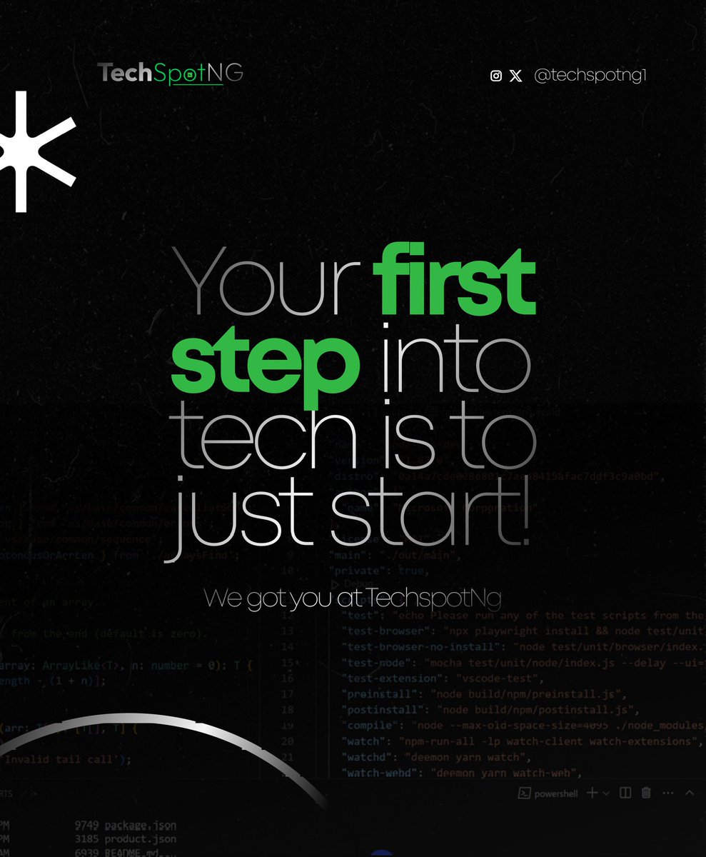 techspotng1's tweet photo. Everyone who codes started exactly where you are, wondering if they actually could.

The difference? They started.
TechspotNG makes that first step simple. Real mentors. Real projects. From ₦30k.

Stop wondering. Start building → @techspotng1 🖤⚡
#TechspotNG #LearnToCode https://t.co/bL1FjPmSG5