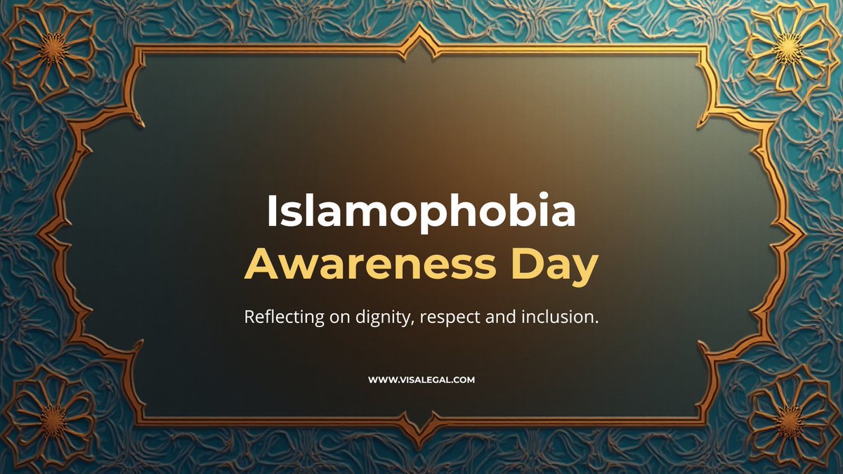 Yesterday marked Islamophobia Awareness Day.

A moment to reflect on the importance of respect, dignity and understanding across cultures and faiths.

#IslamophobiaAwarenessDay #Respect #Inclusion #VisaLegal