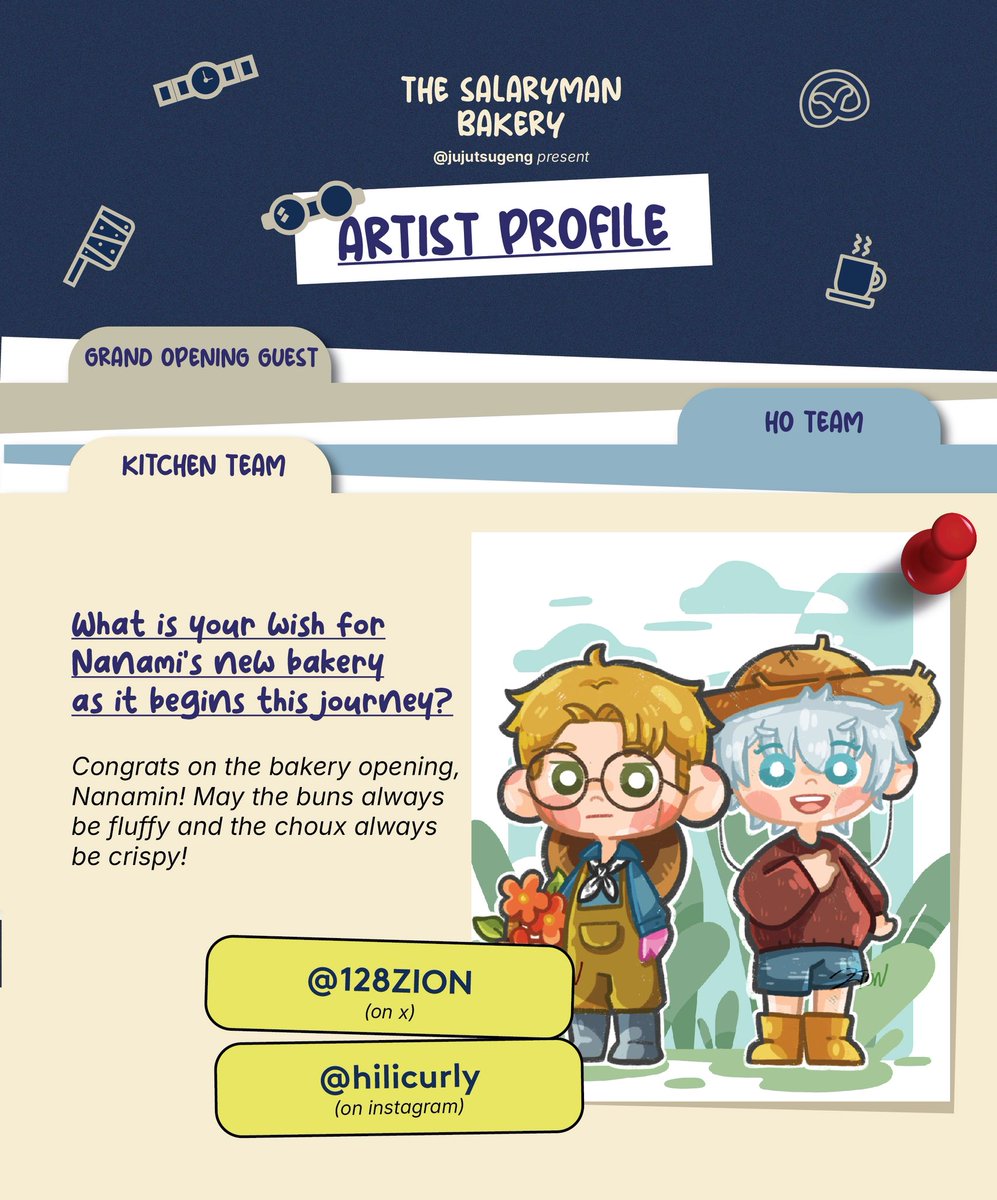 [ARTIST SPOTLIGHT🥐]

serving fresh straight from the oven 🍞
<a href="/128ZION/">ZION</a> will be baking something special (and very adorable) for our beloved bakery owner~

#TheSalarymanBakery 
#HBD_NanamiJKT