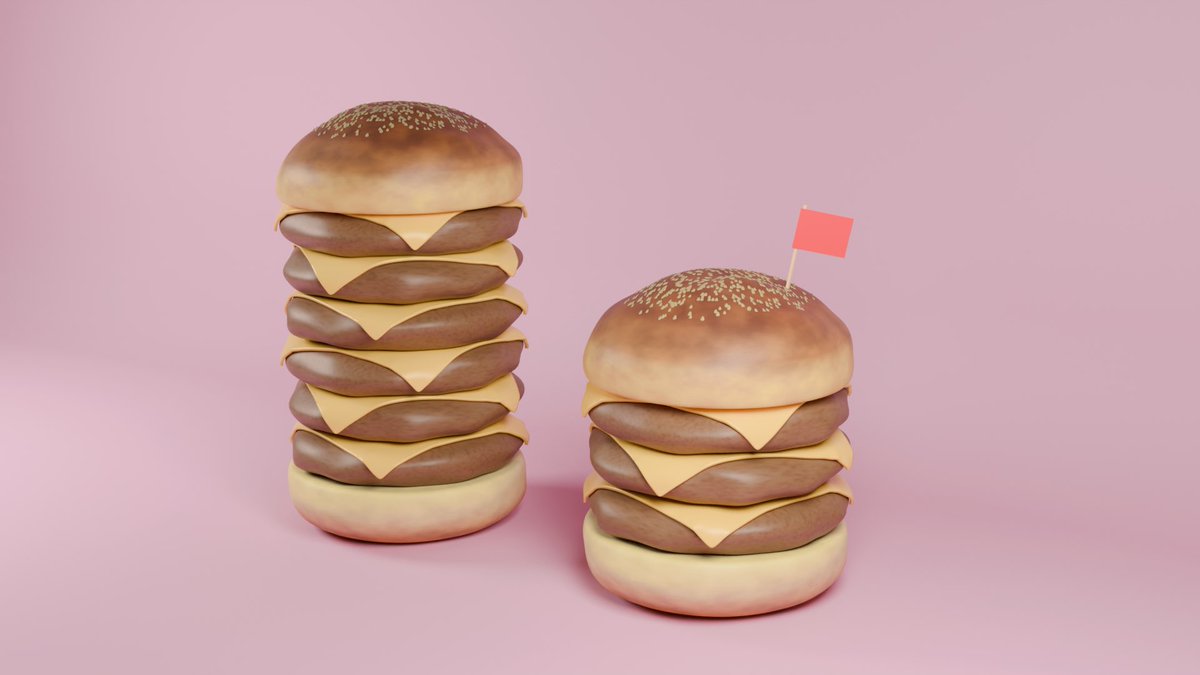mo_yomaru's tweet photo. 旗付きトリプルチーズバーガー🚩
#blender初心者 #b3d #3DCG https://t.co/M7GYDRoqGs