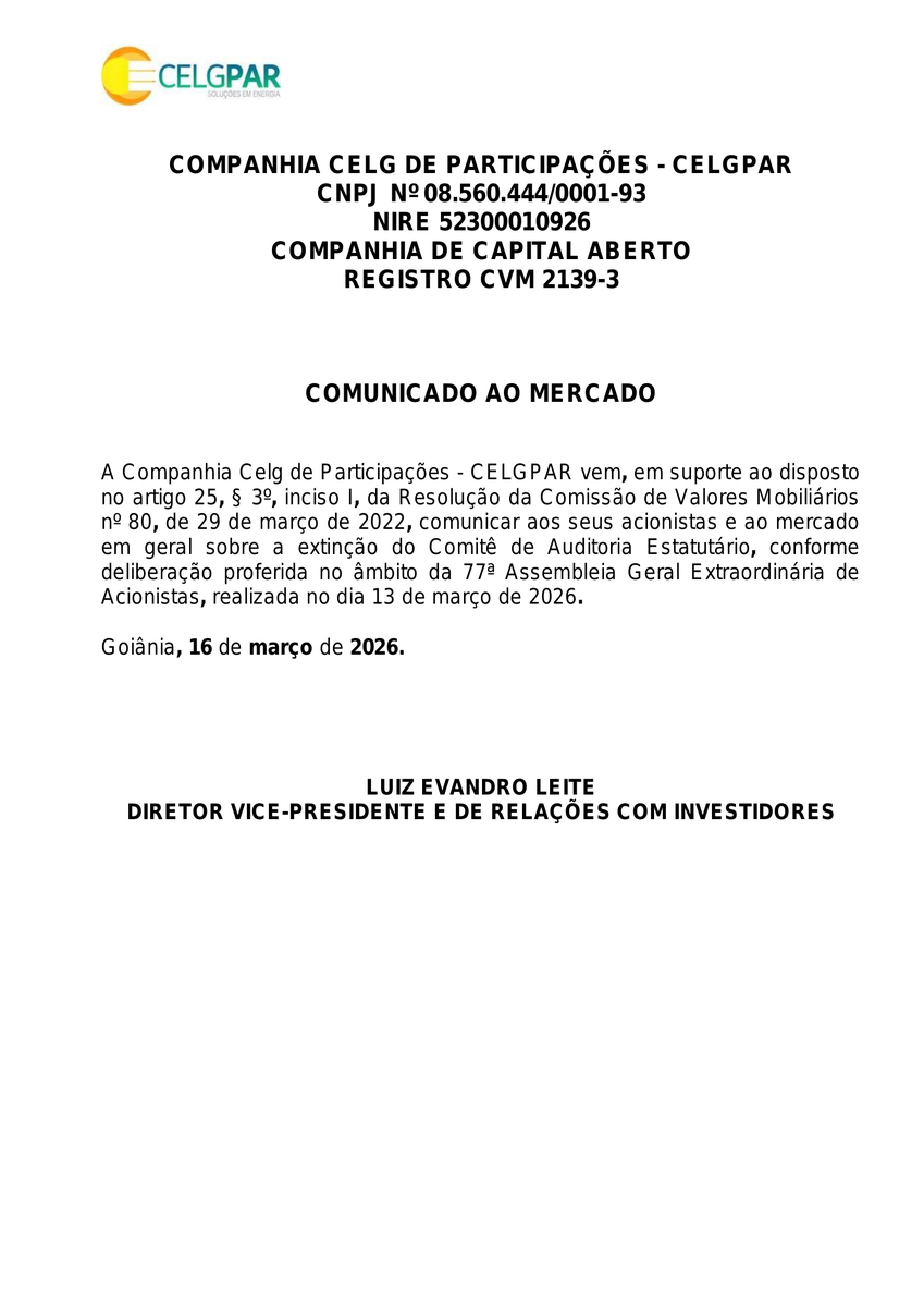 CalixtoCapital's tweet photo. #GPAR3 | CELGPAR | Comunicado ao Mercado https://t.co/QslCwN0U63